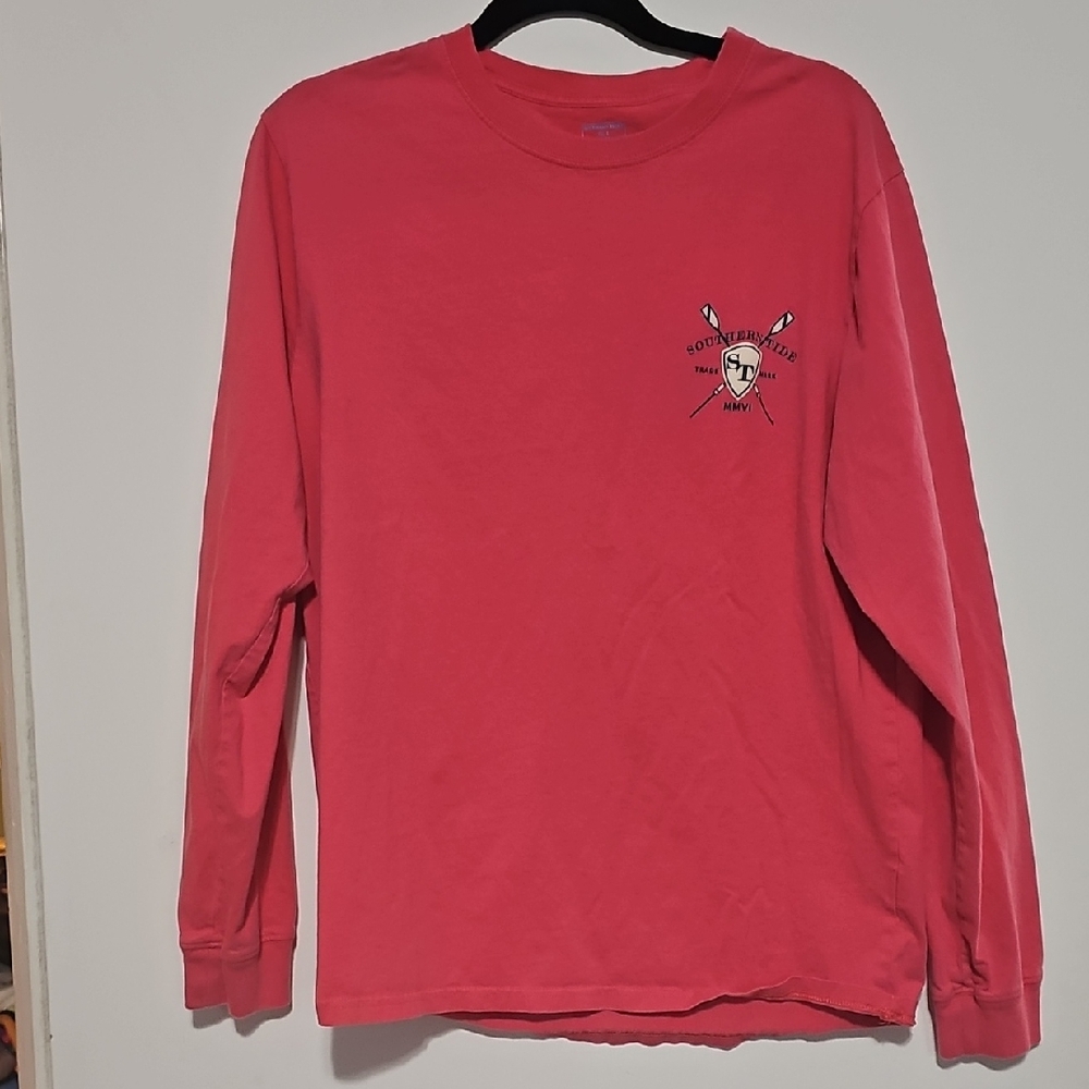 Southern Tide Coral Long Sleeve Graphic Tee Sz Large 100 Percent Cotton